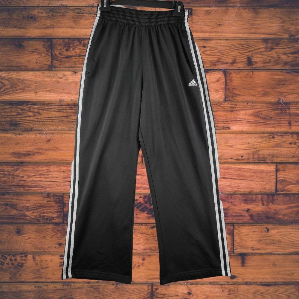 Adidas 3-Stripe Black Warmups Sweat Pants Mens Sz S x 27